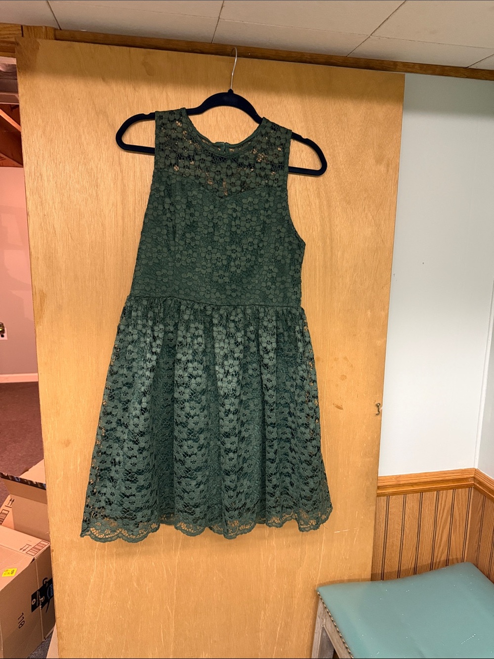Altar'd State Dark Green Floral Lace Sleeveless Dress